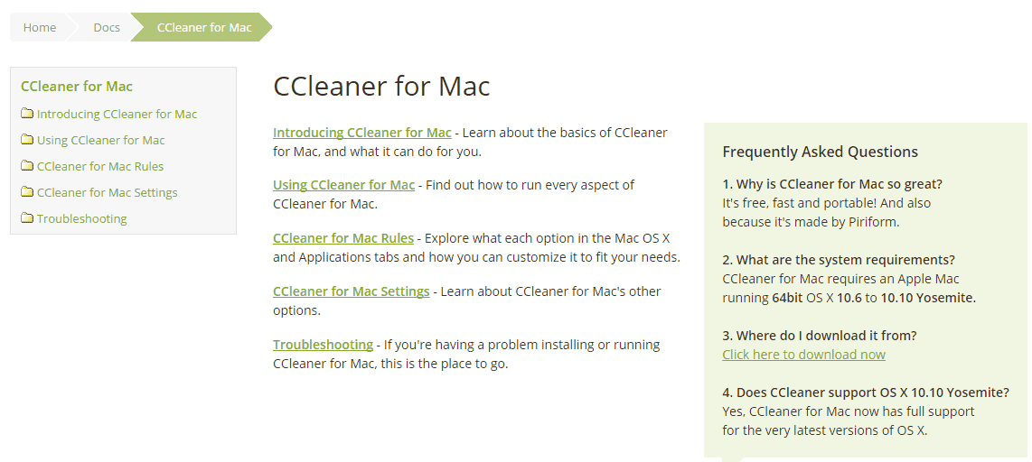 ccleaner for mac os x yosemite