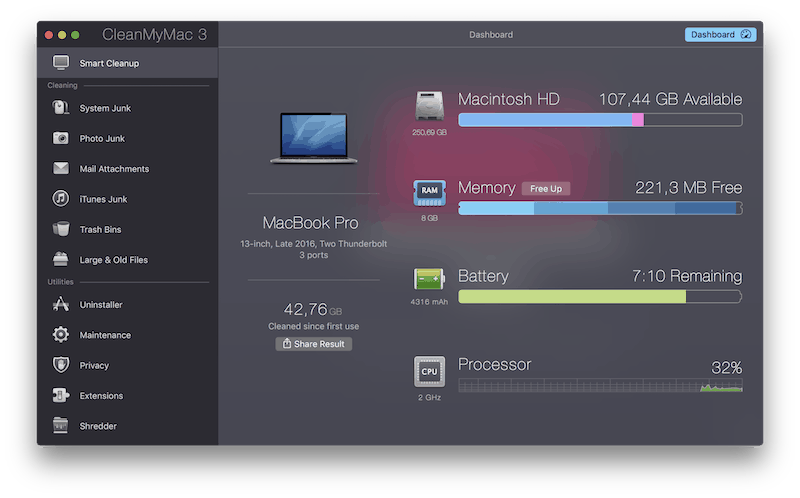 mac cleaner storage