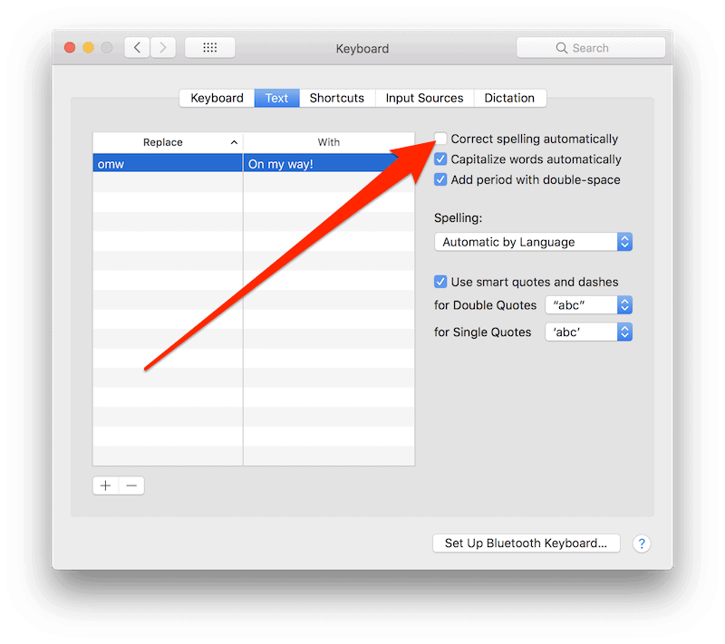 Autocorrect in other mac apps