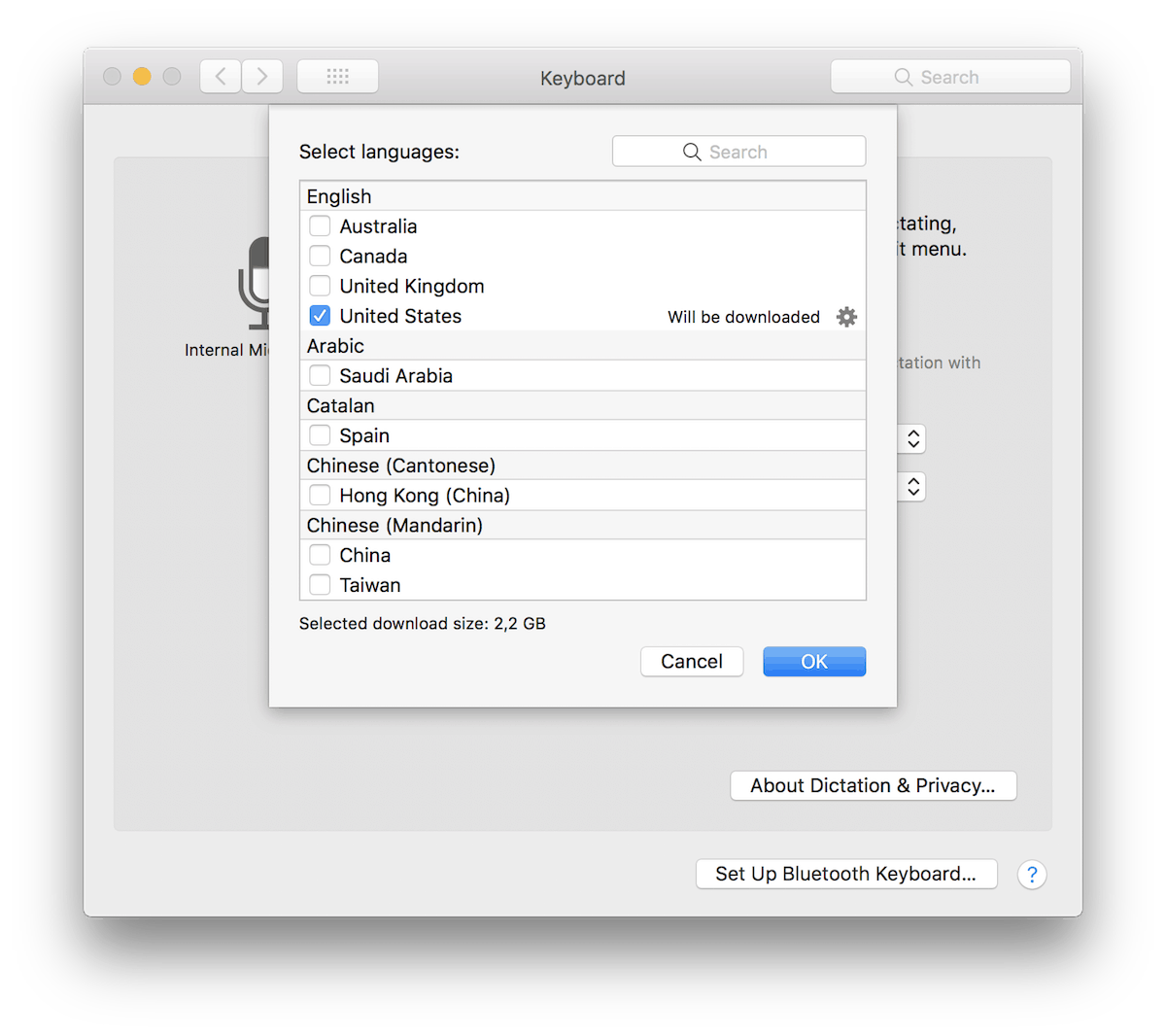 how to stop dictation on mac