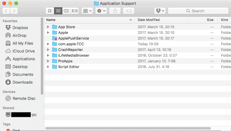 Locating Files in the Application Support Folder