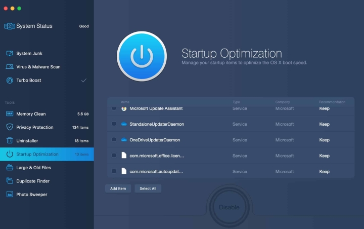MacBooster Startup Optimization