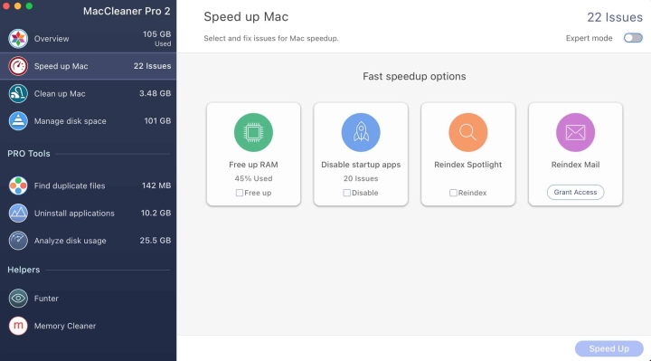 MacCleaner Pro Speed up Mac