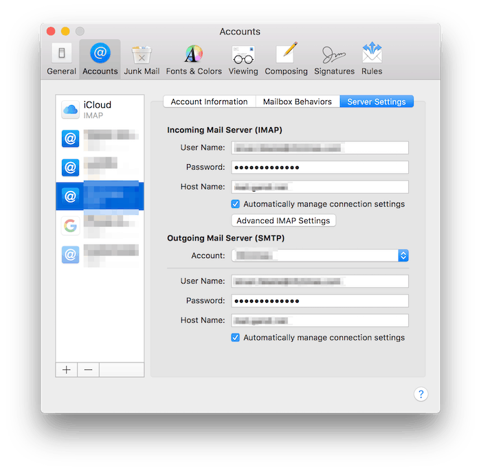 apple mail preferences blank