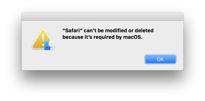Safari remove error message